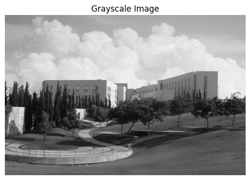 אותה תמונת קמפוס לאחר חישוב ממוצע הערוצים — פלט שמור במחברת