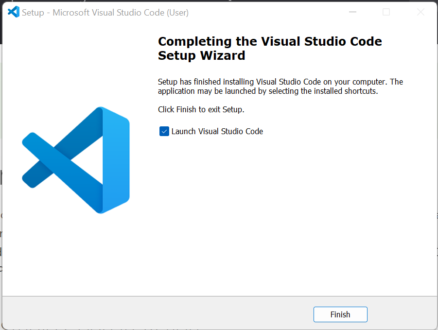 סיום התקנת VS Code והפעלת העורך.